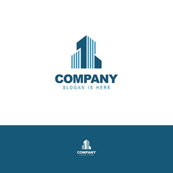 Logo Building Company With Blue Background