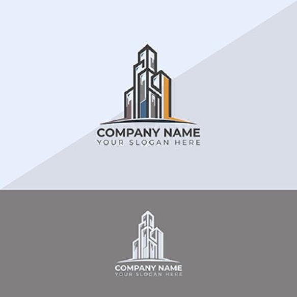 Real Estate Logo Building Logo With Construction Industry Icon Illustration Template