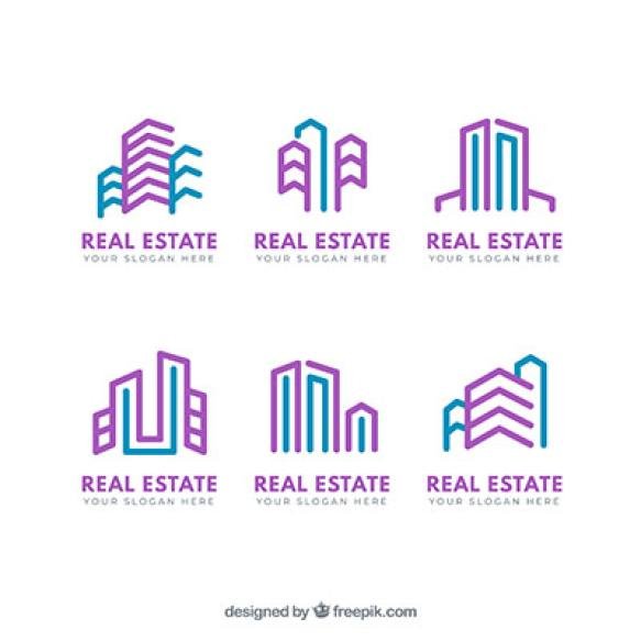 Real Estate Logo Collection Blue Purple