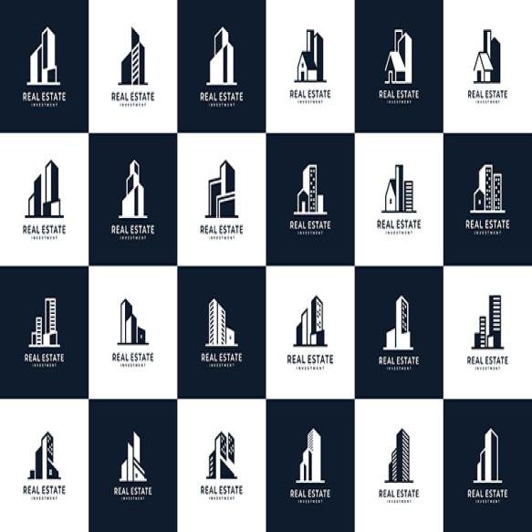Set Real Estate Logo Design Inspiration Symbol Building Architecture Construction Apartment Hotel Et