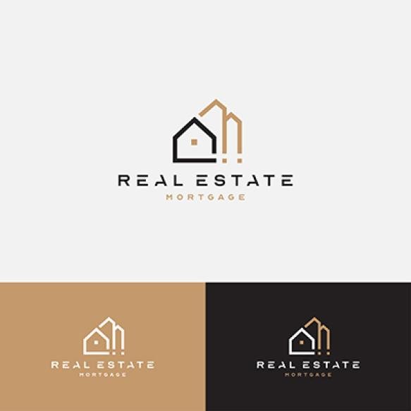 Black Gold Real Estate Logo Construction Architecture Building Logo Design (1)
