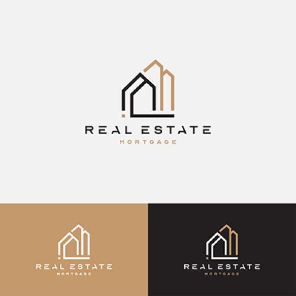 Black Gold Real Estate Logo Construction Architecture Building Logo Design