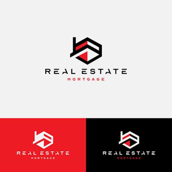 Black Red Real Estate Logo Construction Architecture Building Logo Design Template