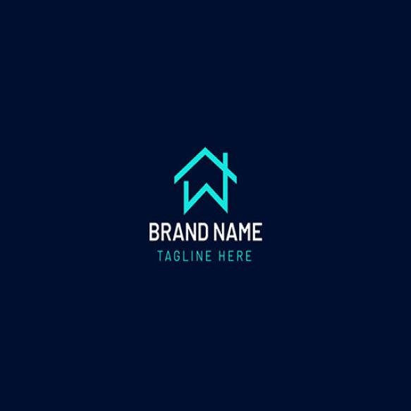 Blue White Logo With House Letter H