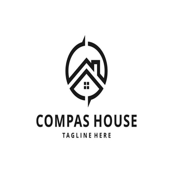 Compass House Shape Modern Simple Logo Design Illustration