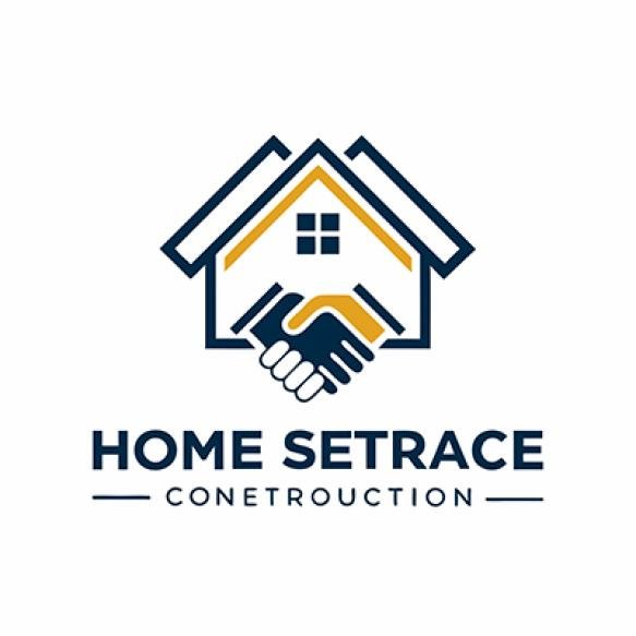 Logo Home Design With Blue Background Yellow House
