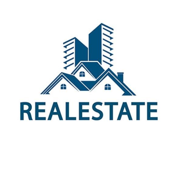 Logo Real Estate With Building Building With Blue Roof