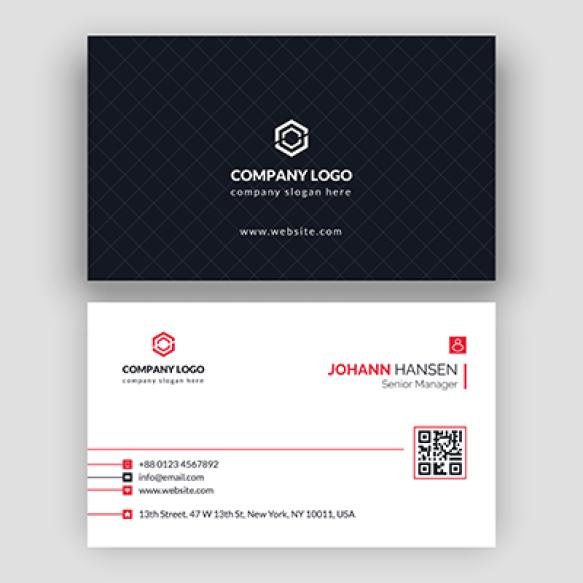 Business Card With Logo Company Middle