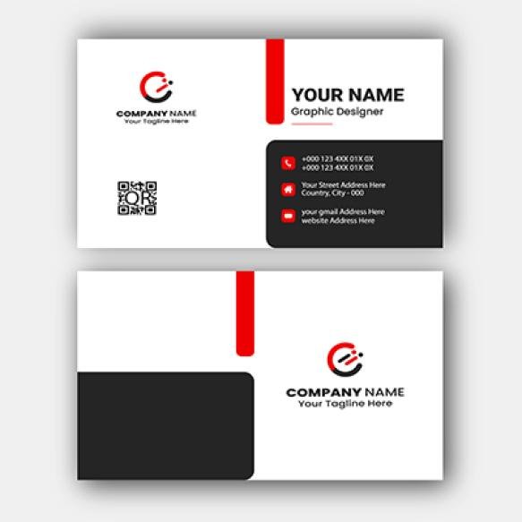 Corporate Business Card Design Template With Red Details