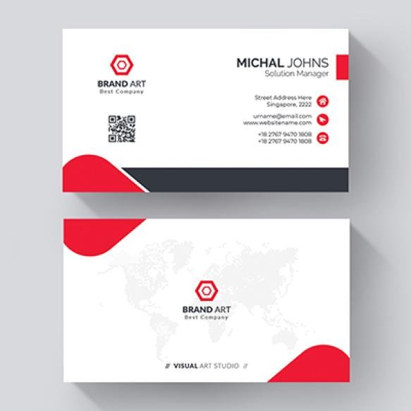 Elegant Minimal Business Card Template With Red Details