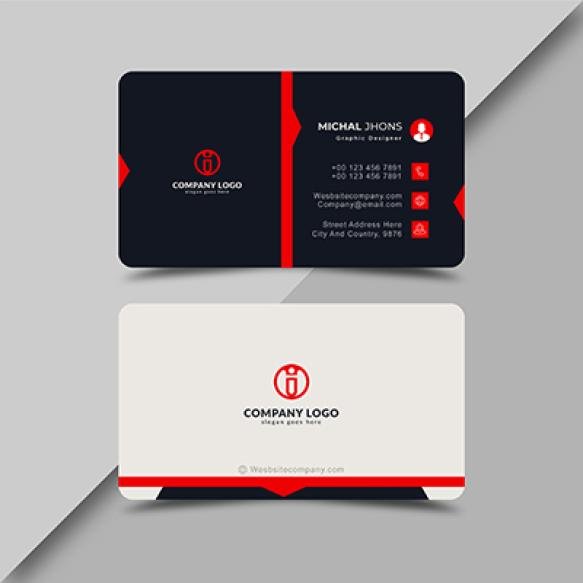 Elegant Professional Business Card Black Red Template