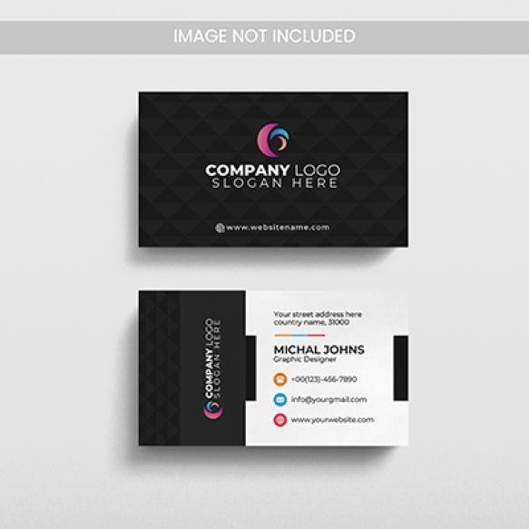 Modern Black Geometric Business Card 1