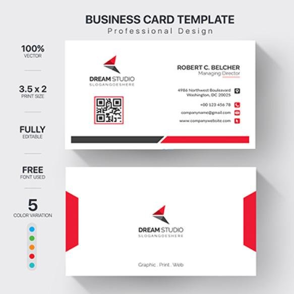 Modern Business Cards Template With 5 Color Variation