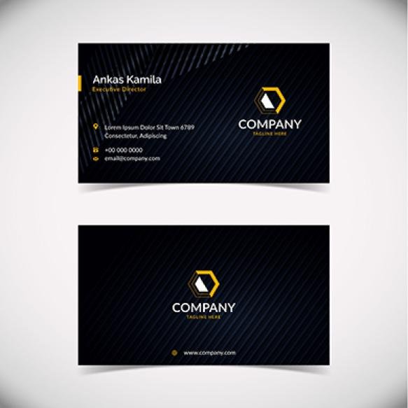 Modern Dark Business Card Template With Geometric Shape