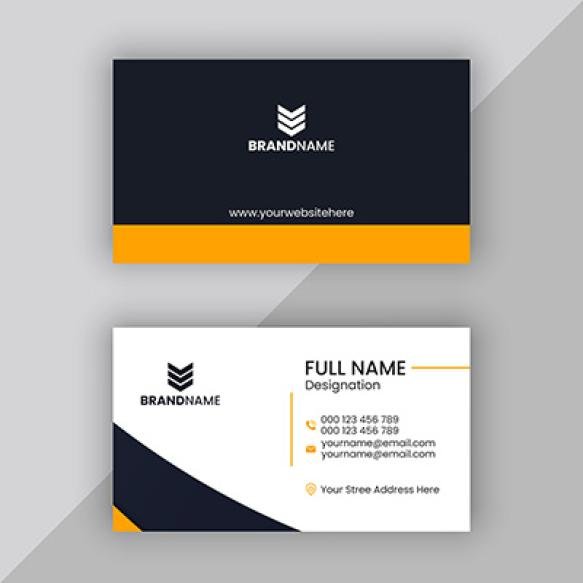Professional Business Card With Black Gold Logo That Says Full Name