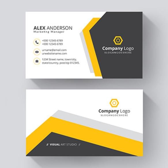 Professional Business Card With Orange Details Free