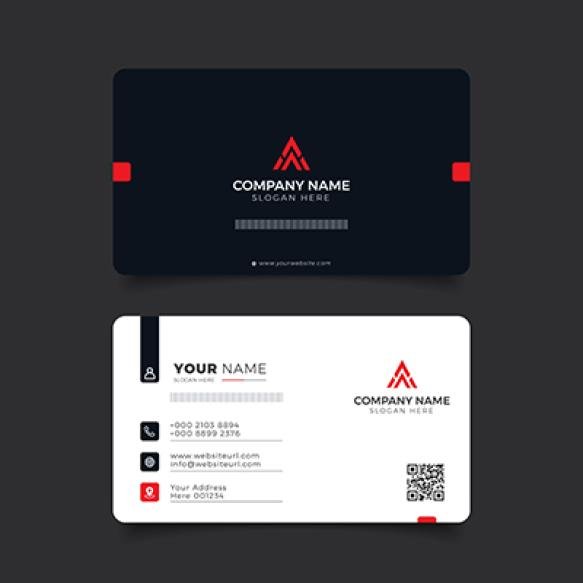 Professional Elegant Black Red Modern Business Card Design Template