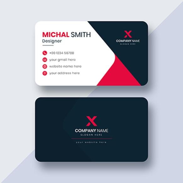 Professional Elegant Red White Modern Creative Business Card