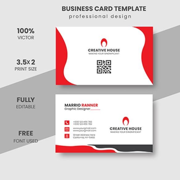 Professional Red White Business Card Design