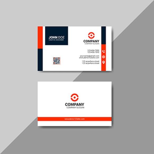 Simple Clean Modern Red Details Business Card Layout Design