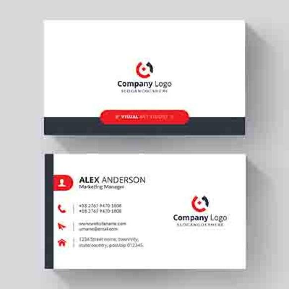 White Business Card With Red Details
