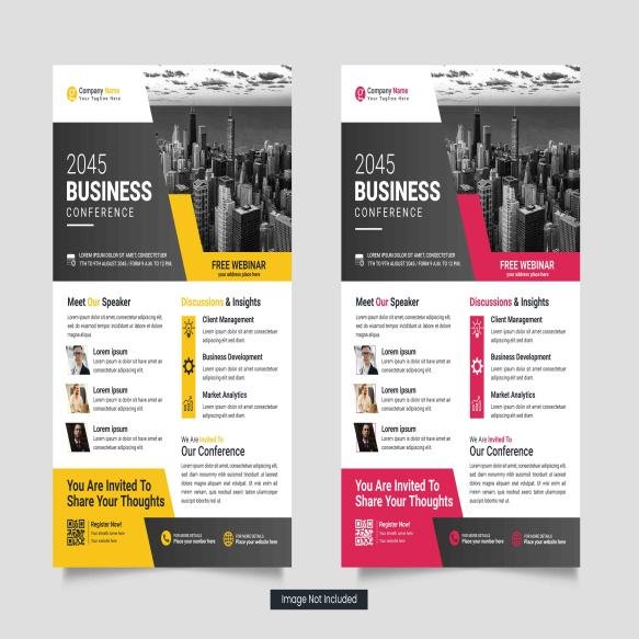 Annual Business Conference Flyer Online Live Webinar Social Media Post Template Design