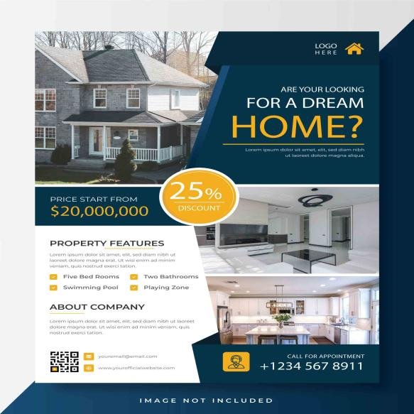 Business Promotional Brochure Cover Page Template Real Estate Agency Flyer Template