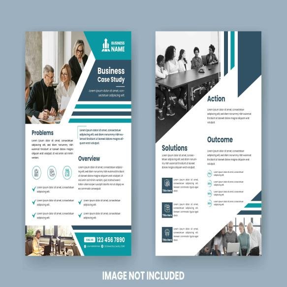 Case Study Layout Flyer Minimalist Business Report With Simple Design Sage Green Blue Color Ac