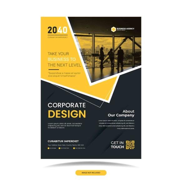 Corporate Business Flyer Design Yellow Classic Color Eps