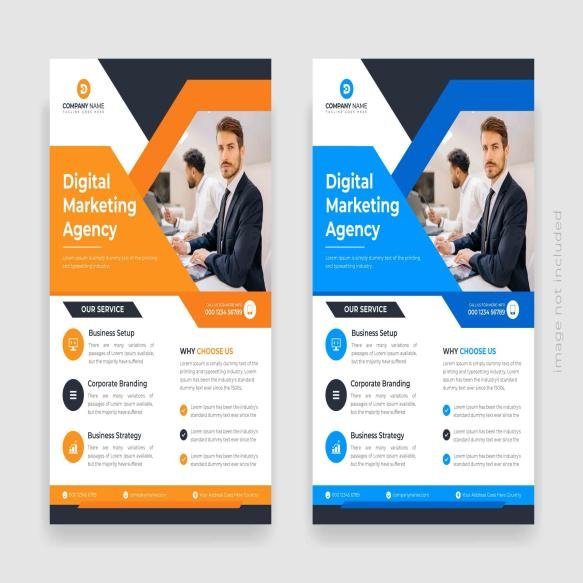 Corporate Business Flyer Template Blue Orange Color Unique Creative Design Premium Vector