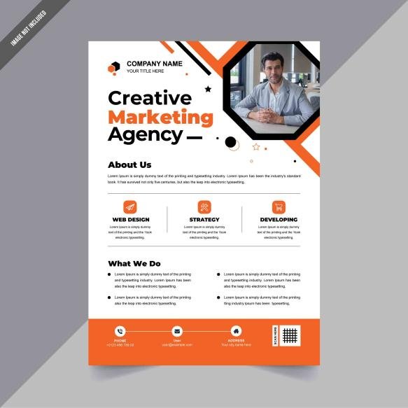 Corporate Flyer Layout With Graphic Elements Orange Accents
