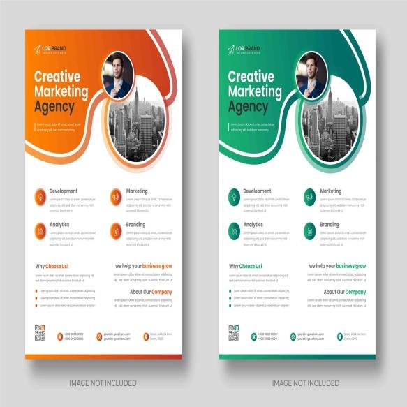 Corporate Modern Digital Marketing Flyer Template With Orange Green Color