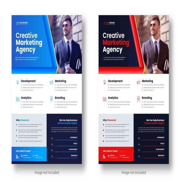 Digital Marketing Corporate Modern Business Flyer Design Template With Red Blue Color