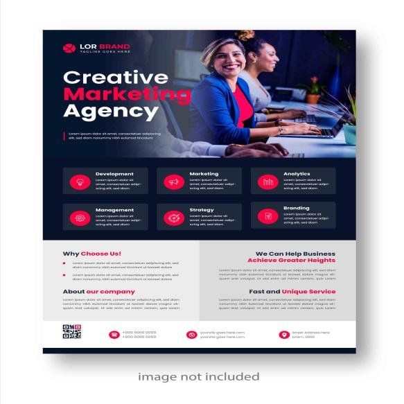 Digital Marketing Corporate Modern Business Flyer Design Template With Red Color