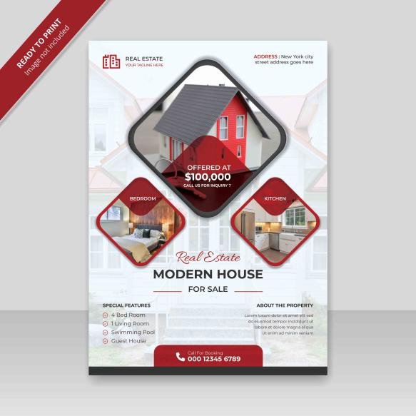 Editable Real Estate Brochure With Multi Images Space Your Tagline Unique Font