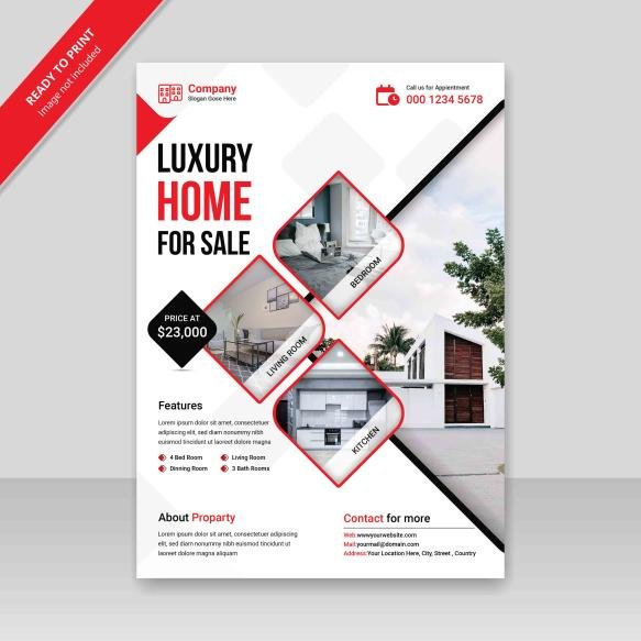Editable Real Estate Flyer Template With Ellipse Image Shapes Unique Design