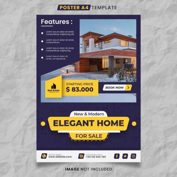 Elegant Home Sale Poster A4 Template Ready Print