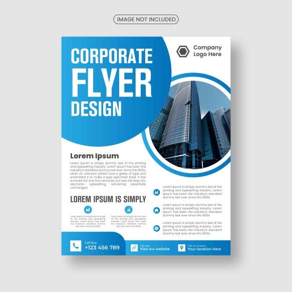 Flyer Template Layout Design Flat Minimal Business Flyer Blue Black Color Flyer Template
