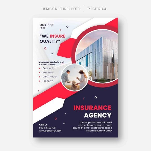Insurance Agency A4 Poster Modern Template Design 1