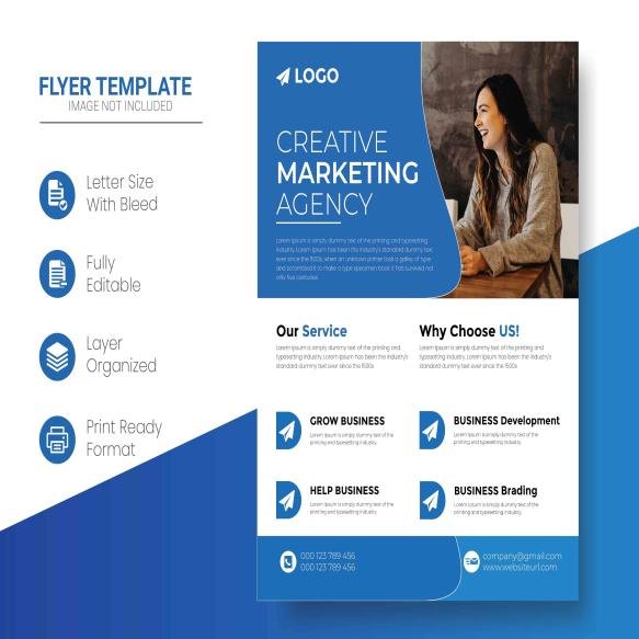 Modern Blue Professional Corporate Business Flyer Template Design Multipurpose Use Premium Vecto