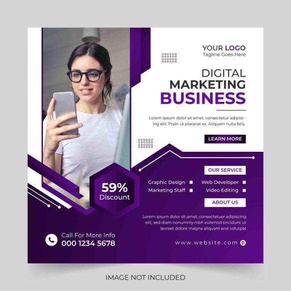 Modern Digital Marketing Agency Social Media Post Corporate Banner Promotion Ads Vector Template
