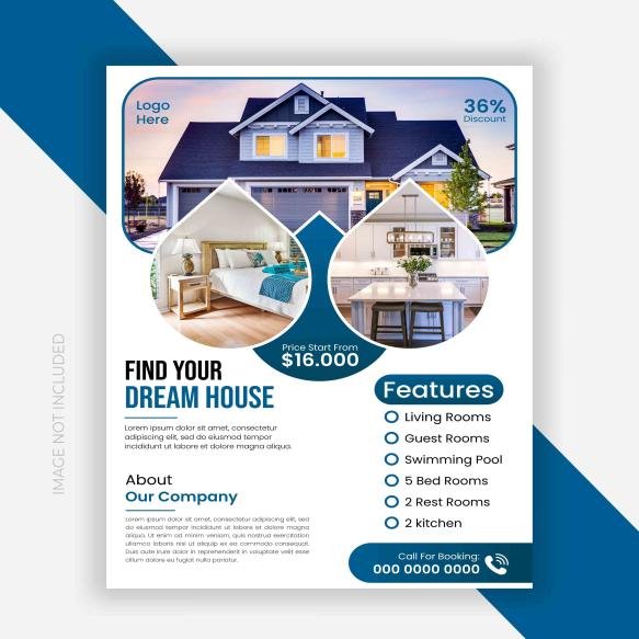 Modern Unique Real Estate Flyer Design Template