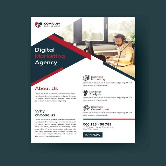 Professional Corporate Business Flayer Design Marketing Abstract Flyer Modern One Pager Template