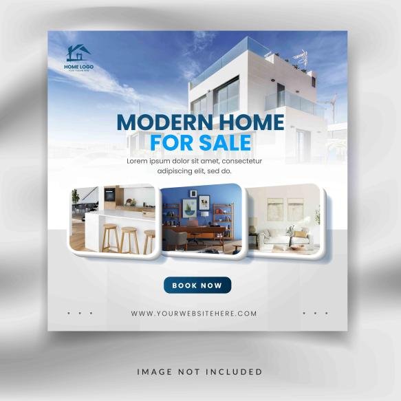 Real Estate Square Social Media Post House Promotion Banner Template