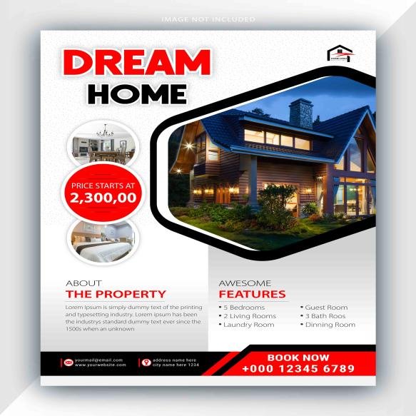 Vector Dream Home Sale Real Estate Flyer Template