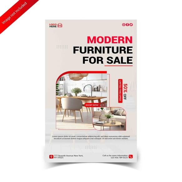 Vector Flat Furniture Square Flyer Template