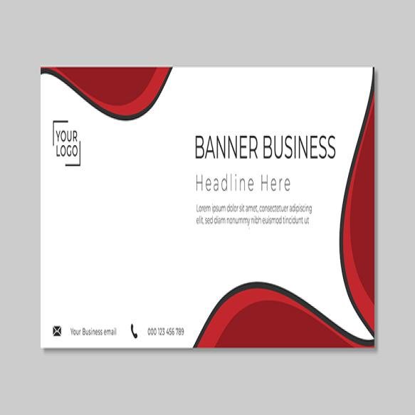 Abstract Banner Red Wave Black Line Vector Design