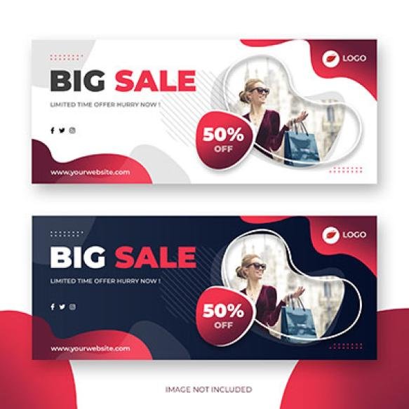 Abstract Banner Template With Gradient Waves