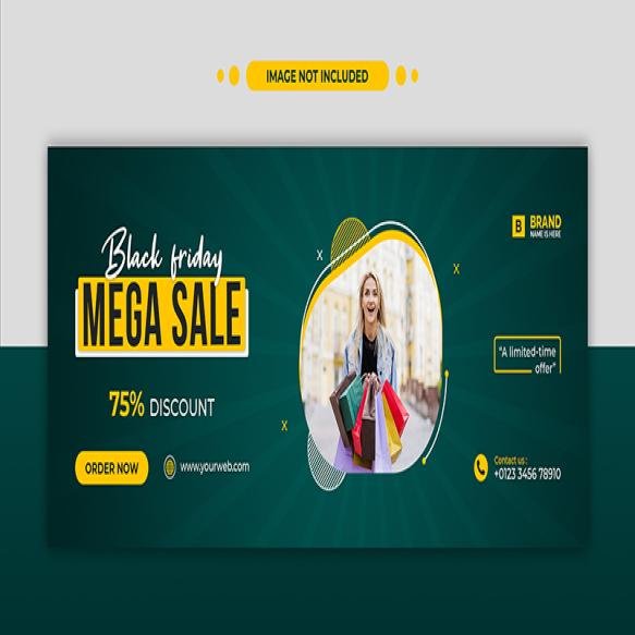 Black Friday Mega Sale Facebook Timeline Cover Web Banner Template