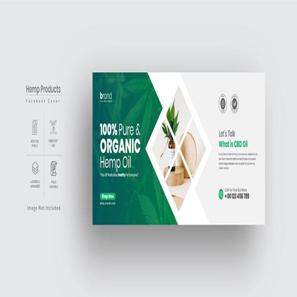Cbd Hemp Oil Social Media Banner Facebook Timeline Cover Page Template Design